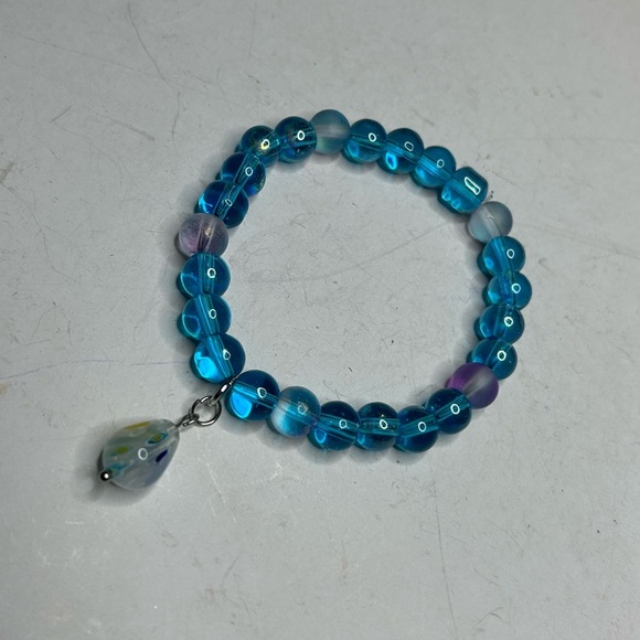 Blue Crystal & Rainbow Frosted Bead Bracelet Set - Picture 4 of 5